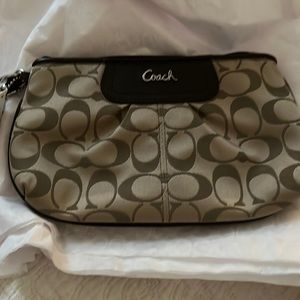 Coach signature khaki large wristlet